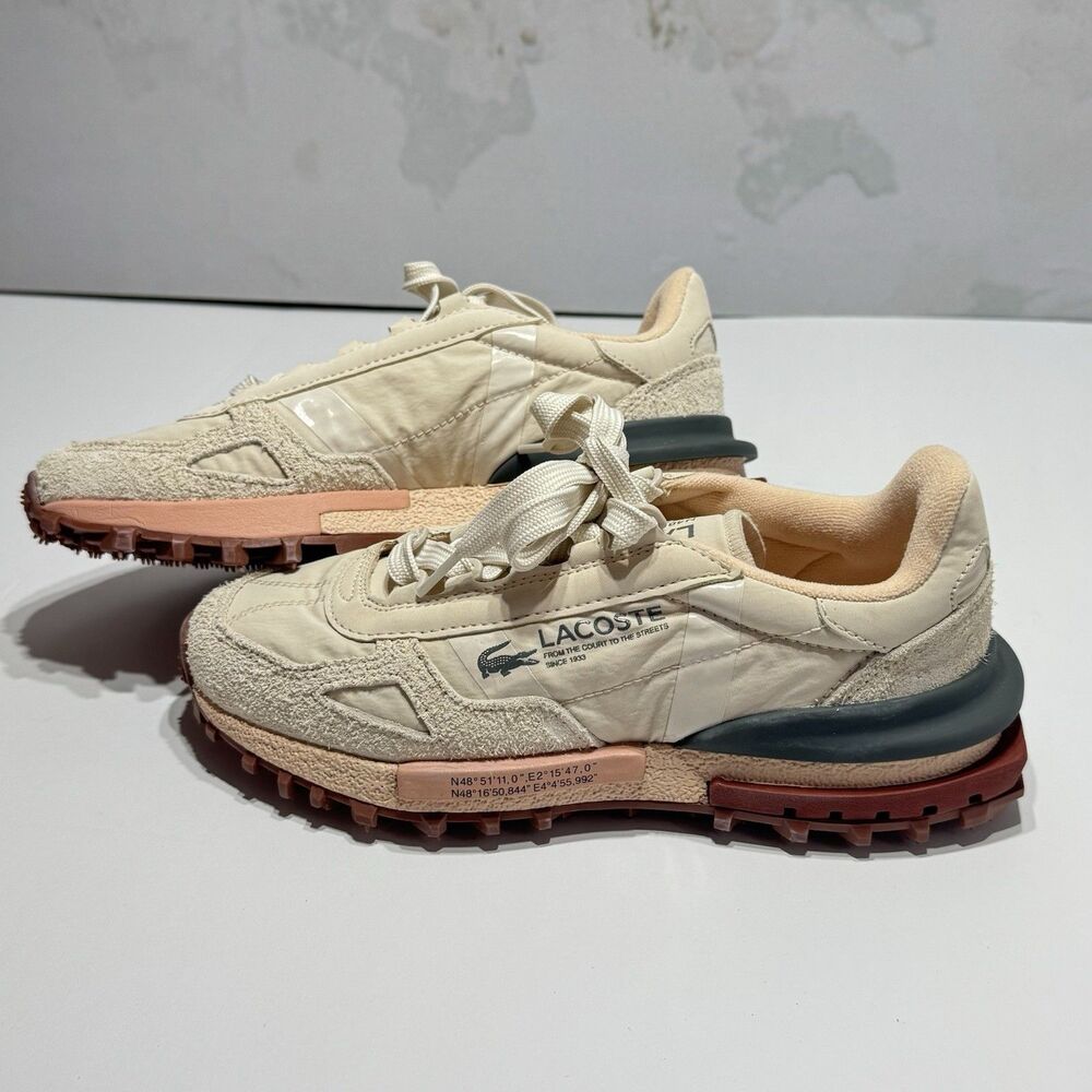 NEW Lacoste Elite Active 125 2 SFA Shoes Women’s 6.5 Cream Lifestyle Sneakers